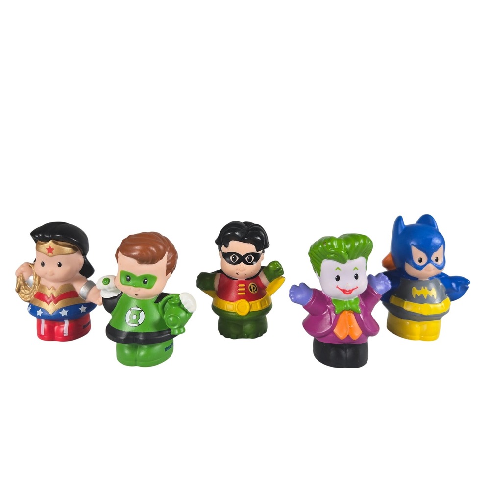 Fisher Price Little People DC Superheroes Batman Robin Joker Wonder Woman Lot 5